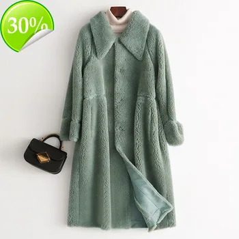 

Women Fur Real Coat Autumn Winter Sheep Fur Wool Coats and Jackets 2020 Korean Warm Overcoat Manteau Femme 978008 YY468
