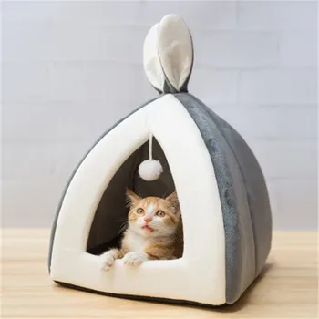 

Foldable Pet Cat Bed Self Warming for Indoor Cats Dog Beds House With Removable Mattress Puppy Cage Lounger ute Sleeping Mats