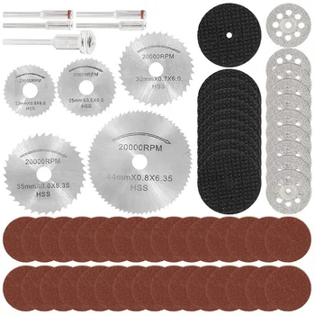 

60Pcs Rotary Cutting Wheels Tool Kit, 545 Diamond Cutting Wheel, Cutter Kit with Mandrels for Wood Glass Plastic Stone