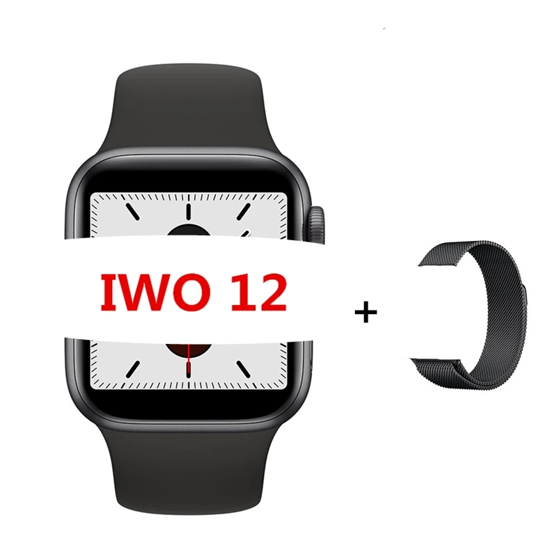 Black Black Milan 40/44 мм серия 5 Bluetooth SIRI Смарт часы IWO 12 монитор сердечного ритма ЭКГ SmartWatch для iPhone Android телефон PK IWO 8 9 10 11 - Цвет: Black Black Milan