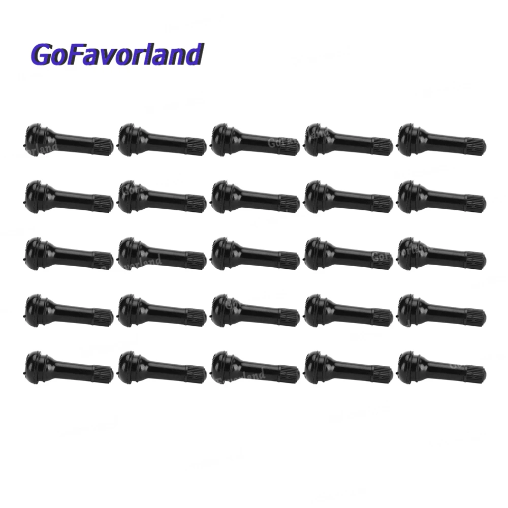 

25Pcs Universal Snap-In Tire Wheel Valve Stems Black Rubber Valve Kit Stems Dust Caps TR414 Car Accessories