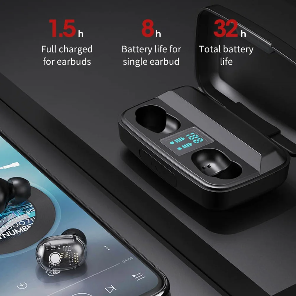 Wireless Headphones Earphones Bluetooth TWS Touch Control With Microphone Sport Headset Noise Cancellation For iPhone Xiaomi