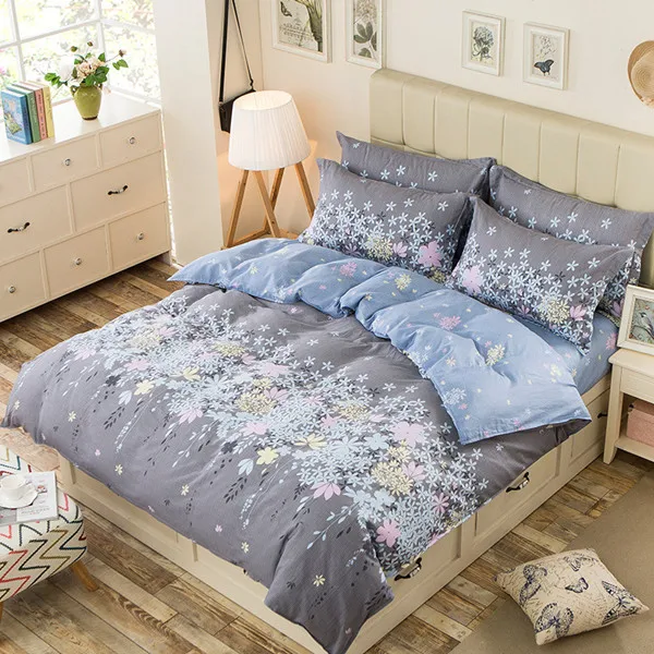 Хлопок пододеяльник+ наволочка красивый цветочный покрывало для кровати для детей и взрослых односпальная двуспальная кровать для спальни XF650-2 - Цвет: 14