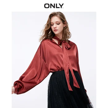 

ONLY Women's Loose Fit Lace-up V-neckline Long-sleeved Shirt | 119105549