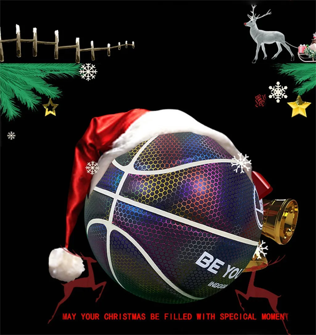 Size 7 Luminous Basketball Battery-Free Glowing Basketball Children Trainning Adults Kids Sports toy Child Early Training Game#D