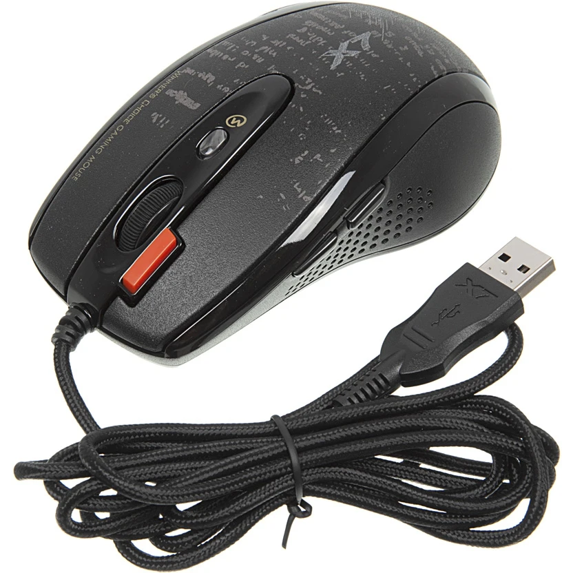 Мышь A4 V-Track F5 черный/рисунок лазерная(3000dpi) USB игровая(6but