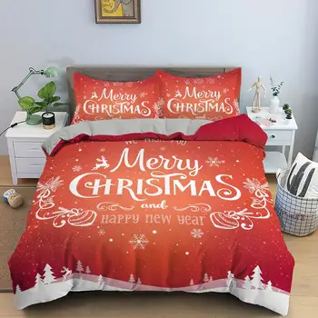 

Christmas Bed Set Queen Size 2/3Pcs Duvet Cover and Pillow Case Bedding s US/EU/UK/AU Single Twin Full King
