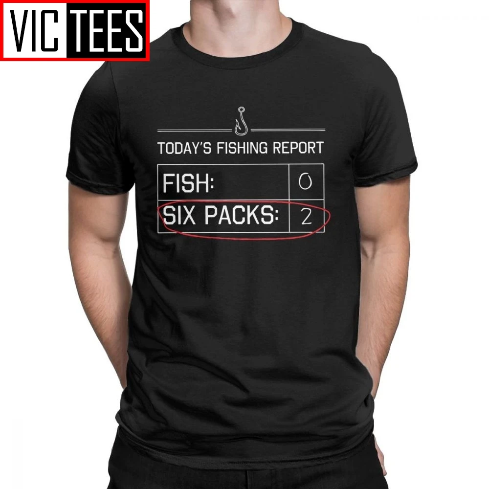 

Man Fishing Report Fish Six-Packs Vintage T Shirts for Men Fishing Tops Tee Pure Cotton T-Shirt 4X 5X