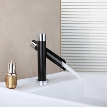

Modern Bathroom Basin Faucet Black Painting Finish Brass Basin Sink Tap Mixer Hot & Cold Water Faucet Waterfall Deck Mount