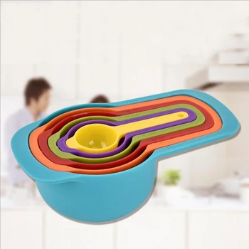 

6 Pcs/Set Nested Measuring Cup Spoons Set Colorful Stackable Combination Baking Cooking Kitchen Accessories Tools Plastic Gadget