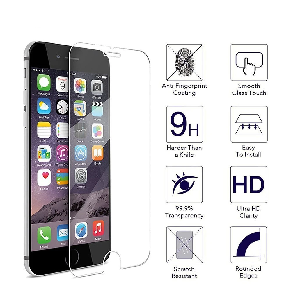 Закаленное стекло 10 шт. для iPhone 6 6S 7 8 Plus X XR XS Max премиум 11 Pro защитная пленка