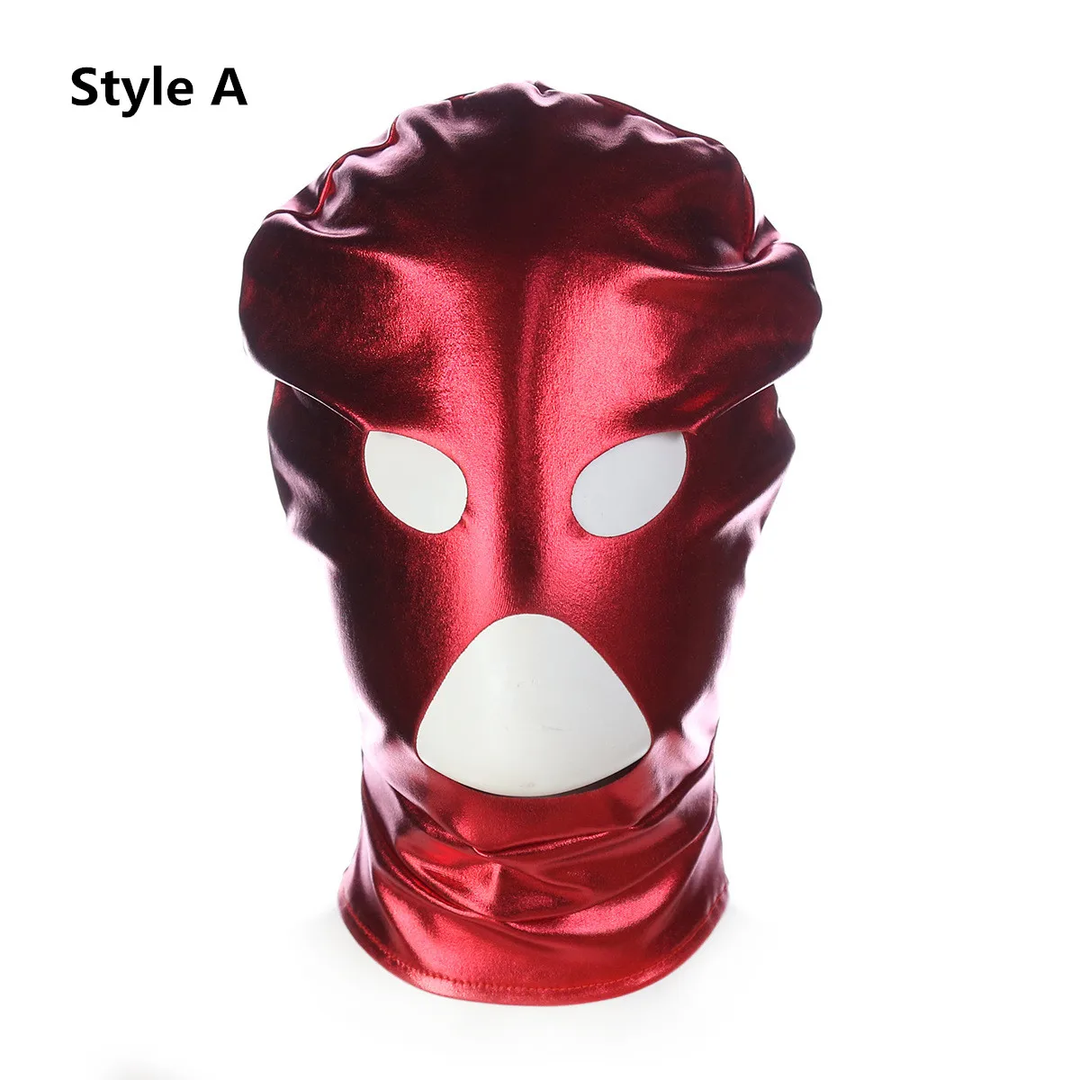Унисекс сексуальная блестящая кожаная маска с капюшоном для ролевой косплей Хэллоуин вечерние, эротические головные уборы костюмы, интимные товары - Цвет: A