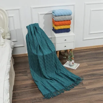 

Cotton Blanket Chunky Knit Blanket Sofa Blanket Office Nap Blanket Towel Summer Air Conditioning Blankets for Beds