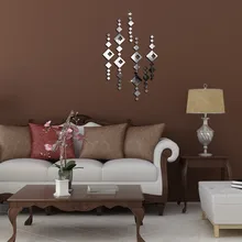 Импортные товары для ромбов полые зеркальные наклейки для гостиной, спальни, украшения из акрила, зеркальные настенные стикеры s 361116