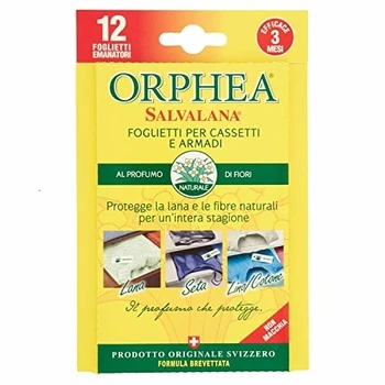 

Orphea Salvalana, Foglietti per Cassetti e Armadi, Protegge Lana e Vestiti Tutta la Stagione, Profumo di Fiori, 12 Foglietti