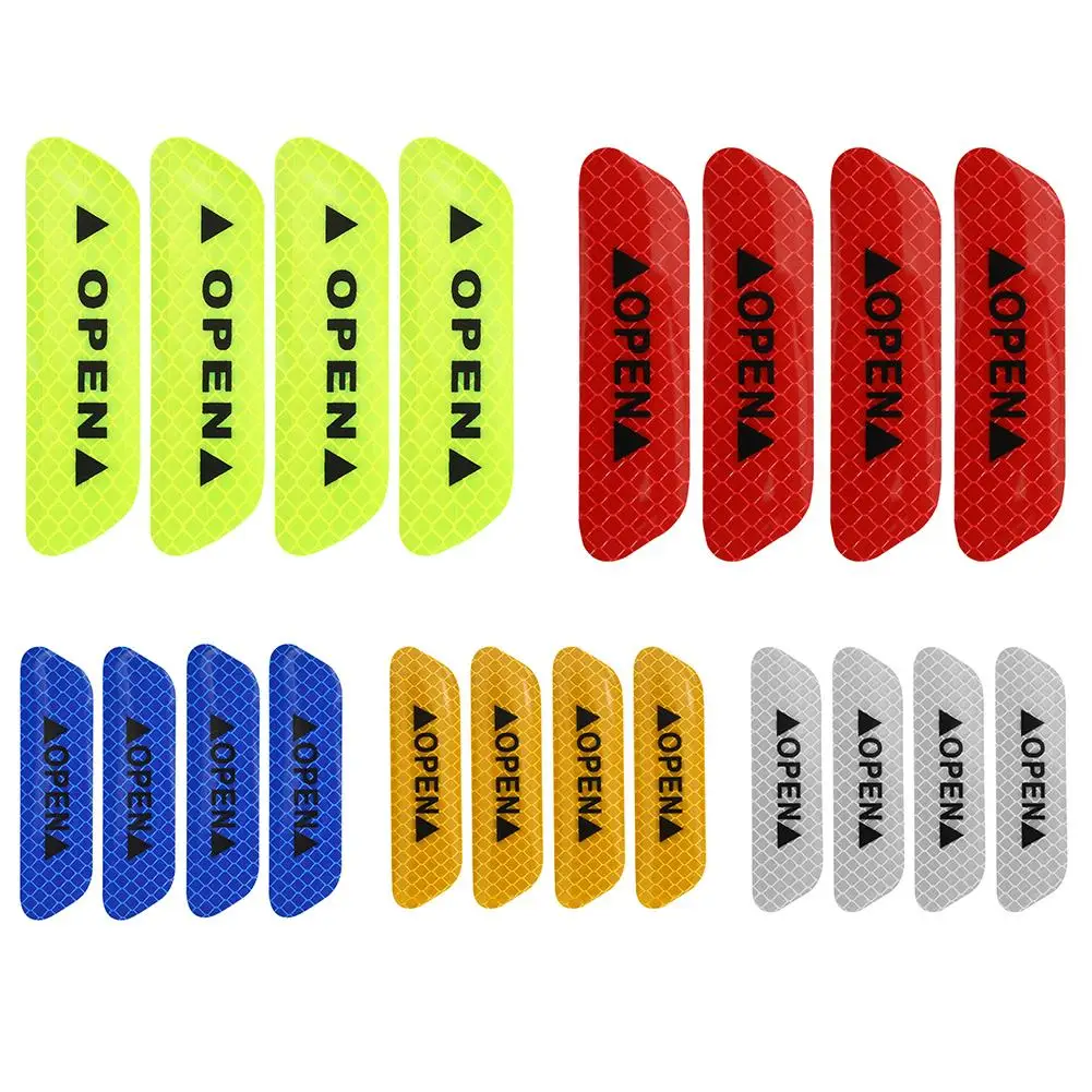4Pcs Auto Car Door Open Reflective Tape Safety Alarm Warning Sign Sticker Decal 
