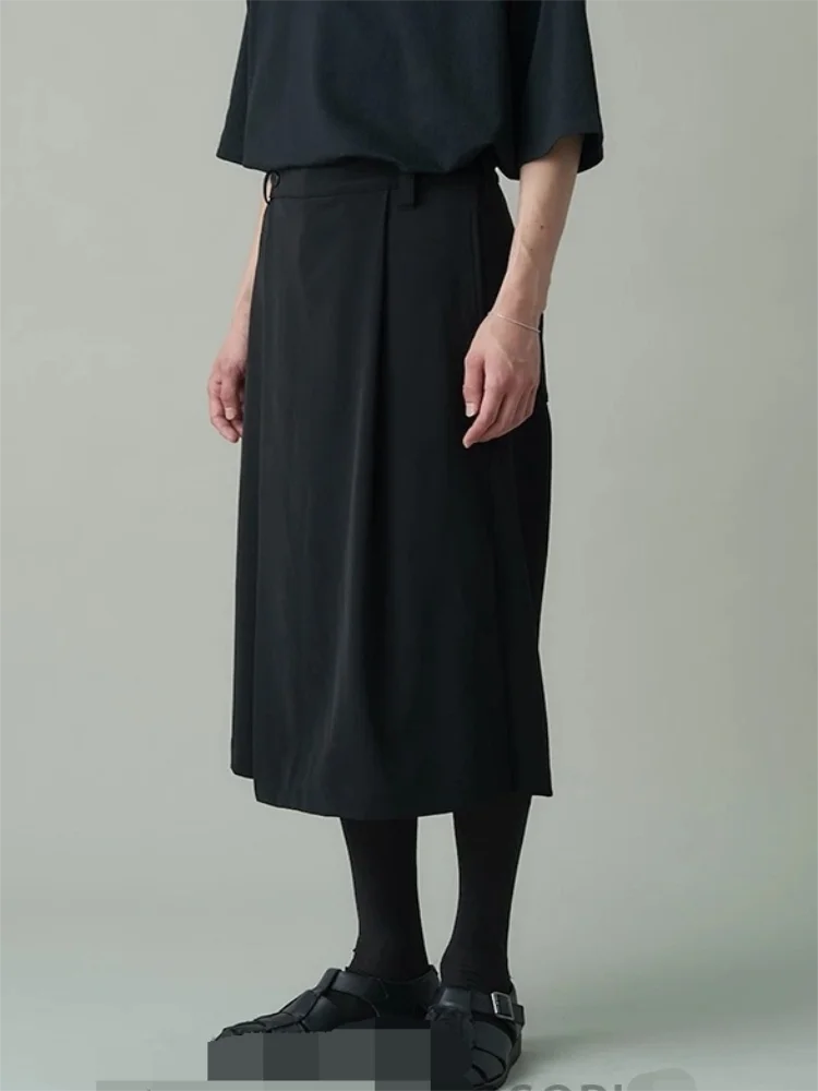 Men's Culottes Casual Pants Wide Leg Pants Early Fall New Black Loose Asymmetric Young Warrior Fashion Culottes
