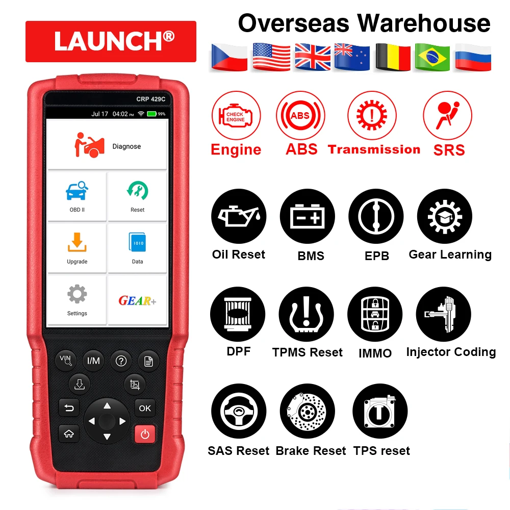 Launch creader x431 CRP429C OBD2 Auto scanner For 4 systems with 11 service functions wifi free update pk easydiag