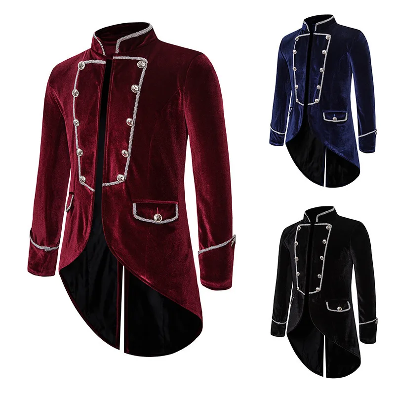 

Carnival Palace Noble Men Party Velvet Jackets Halloween Medieval Knight Prince Cosplay Coats Prom Tuxedo Evening Dress Suit