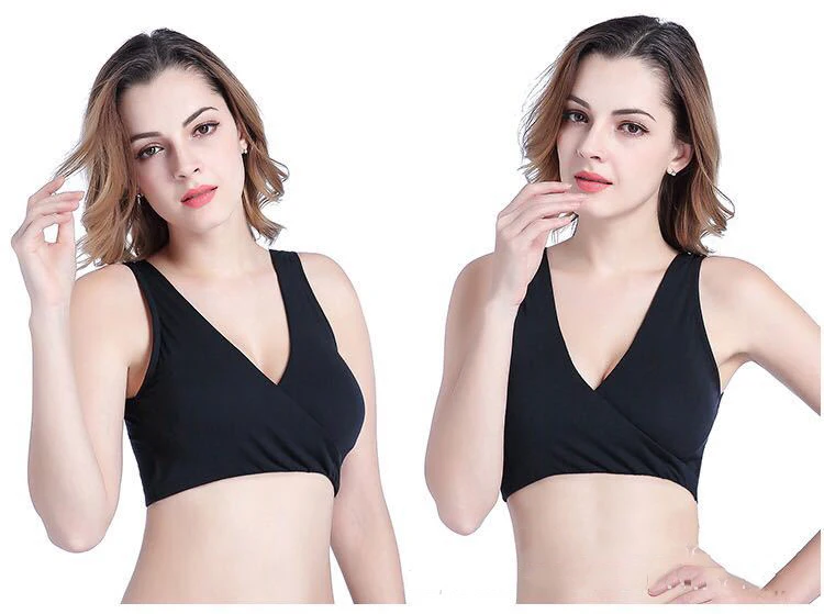 Women Underwear Bra Push up Anti Sagging Sports Comfortable Vest type Front Cross Pregnant Cotton Fixed shoulder strap