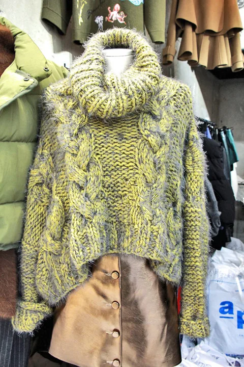 

2020 Women Autumn Sweater with High Collar Loose-fitting Hemp Sleeve Sweater Women Turtleneck Pullovers Sweater Women