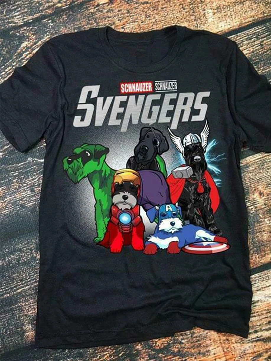Мстители эндгейм Шнауцер Svengers футболка &quotSquad&quot черный хлопок мужская S 6Xl