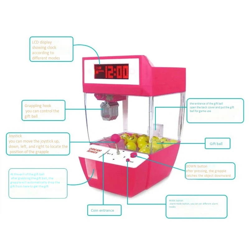  Doll Claw Machine Mini Slot Game Vending Candy Machine Grabber Arcade Desktop Caught Fun Music Funn