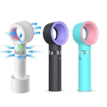 

Zero 9 USB Rechargeable Portable Bladeless Fan Handheld Mini Cooler No Leaf Handy Fan with 3 Fan Speed Level LED Indicator Zero9