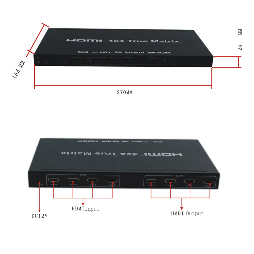 HDMI матричный коммутатор 4 в 4 из 4x4 HDMI1.4 4 к@ 30 Гц переключатель разветвитель матрица с RS232 ИК пульт дистанционного управления для HDTV ps4 PS3 Lapt