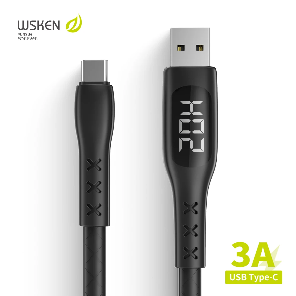 Wsken usb type-C кабель с отображением напряжения и тока type-C кабель для быстрой зарядки и синхронизации данных USB-C для samsung S10 Xiaomi Note 9 8