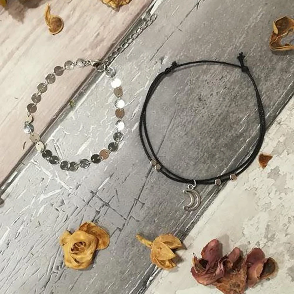 2 шт./компл. Boho Moon ножной браслет из бусин блестки Пляж Лето браслет на ногу цепь