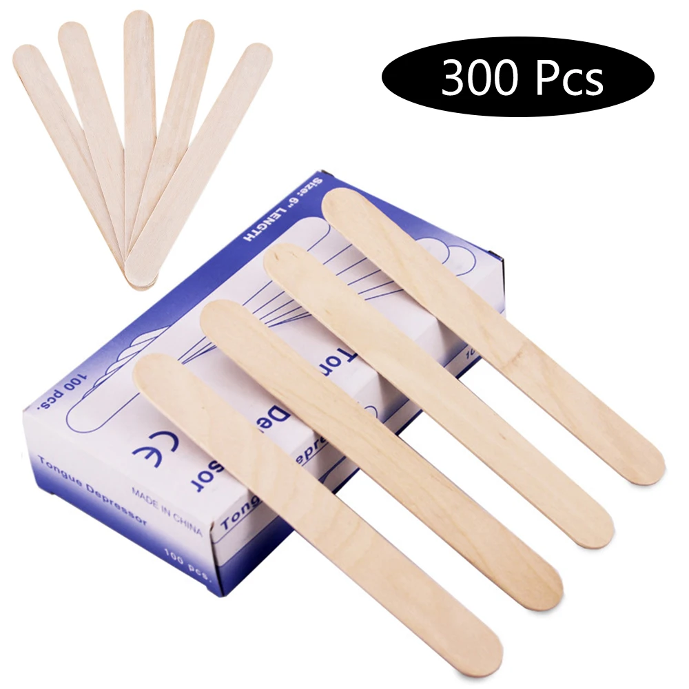 300Pcs Disposable Waxing Tongue Depressor Wooden Tattoo Cream Smear Stick Ladies Body Hair Removal Stick Body Beauty Tool