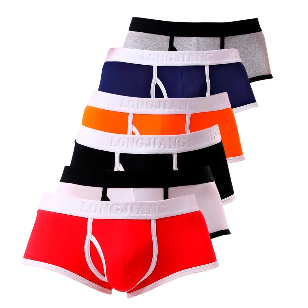 

Men Patchwork Bulge Pouch Soft Boxer Sexy Contrast Color Breathable Underwear Fashion Comfortable Elastic Underpants Cuecas#D