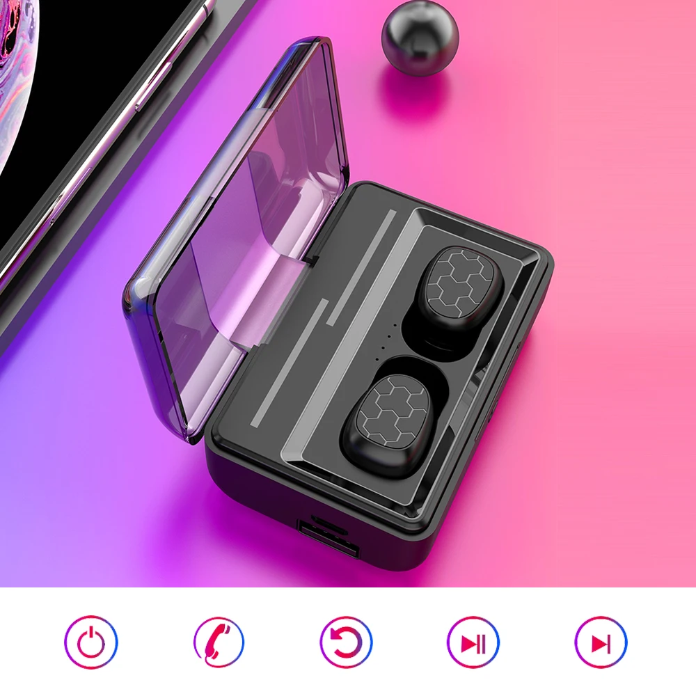 

FBYEG TWS Bluetooth Earphones Fingerprint Touch Wireless Headphone Mini Sport Gaming Earbuds with Charging Box for xiaomi phone