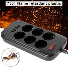 6 розеток, универсальная электрическая розетка, штепсельная вилка европейского стандарта, умный удлинитель, сетевой фильтр для дома и офиса, USB зарядное устройство, адаптер