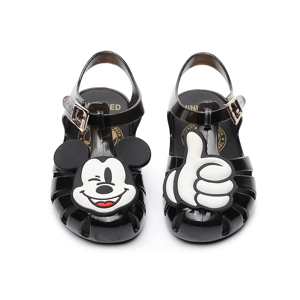 Mini Melissa/Новинка года; прозрачная обувь с изображением Микки Мауса; детские сандалии с изображением головы Микки; обувь для девочек; сандалии с Минни; обувь melissa - Цвет: 5 Black