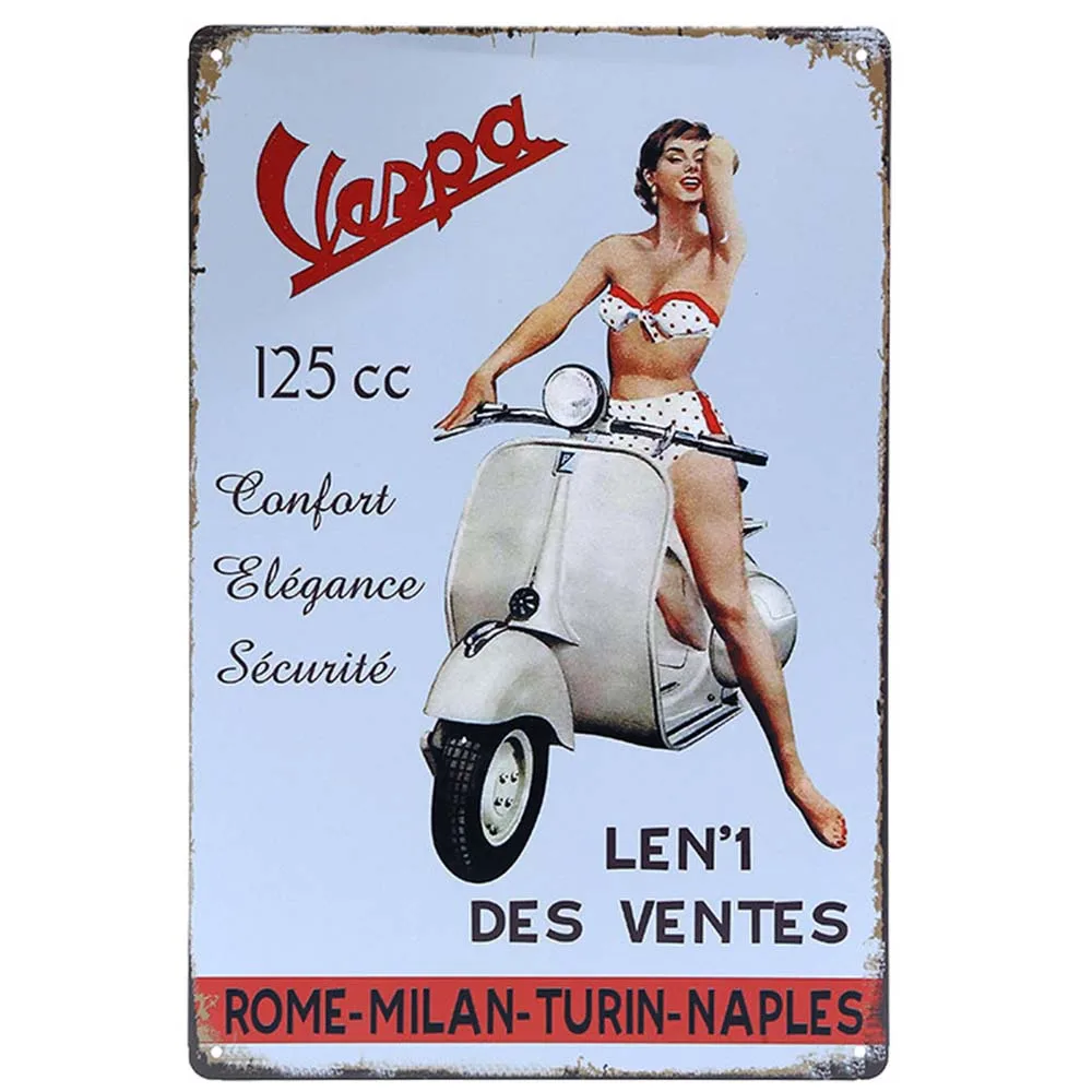 RE2479 Мотоцикл Lambretta плакат Винтаж мотоцикл металлическая банка доска значки в стиле ретро пластины домашний декор для стен 20x30 см - Цвет: RE2479