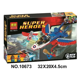 

10673 Bela Super Heroes Captain America Jet Pursuit Super Adaptoid Building Block Bricks Toys Gift For Children 76076
