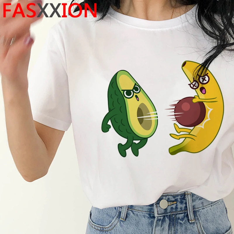 Kawaii Avocado Funny Cartoon T Shirt Women Summer Vegan Cute Anime T-shirt 90s Summer Graphic Tshirt Fashion Top Tees Female