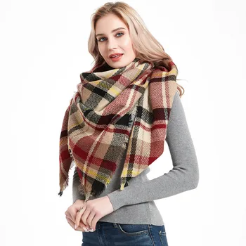 

2020 Hijab Device Manufacturers Selling European And American Wind Imitation Cashmere Grid Square Scarf Shawl. Ms. Qiu Dong