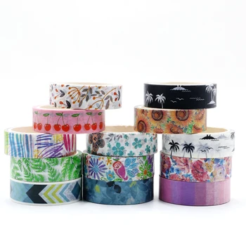 

1X Decorative Flowers Washi Tape Set Plant Tropical palm leaf Planner Scrapbooking Adhesive Masking Tape School Office Supplies