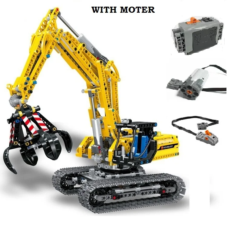 with motor Ewellsold 720pcs 2 in 1 Excavator Compatible L Technic 42006 Truck Model Building Blocks Bricks Boy Birthday Gift Toys For Chi - Цвет: with motor