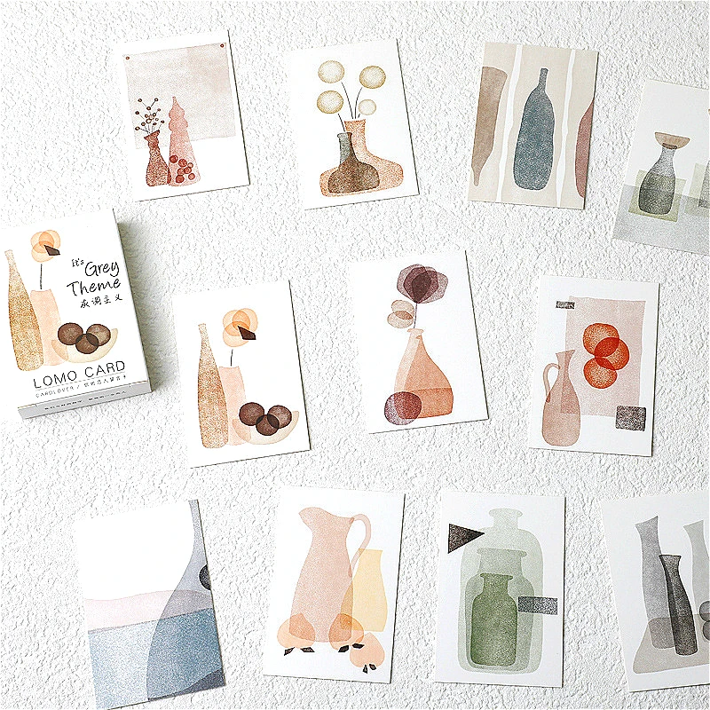 28pcs Box Lomo Paper Cards Writable Small Journal Scrapbook Greeting Message Bookmark Cute Photo Wall Sticker Decoration Gift 46pcs box stickers handmade misty forest animal sticker paper paper decoration diary scrapbooking mini box bookmark 4cm