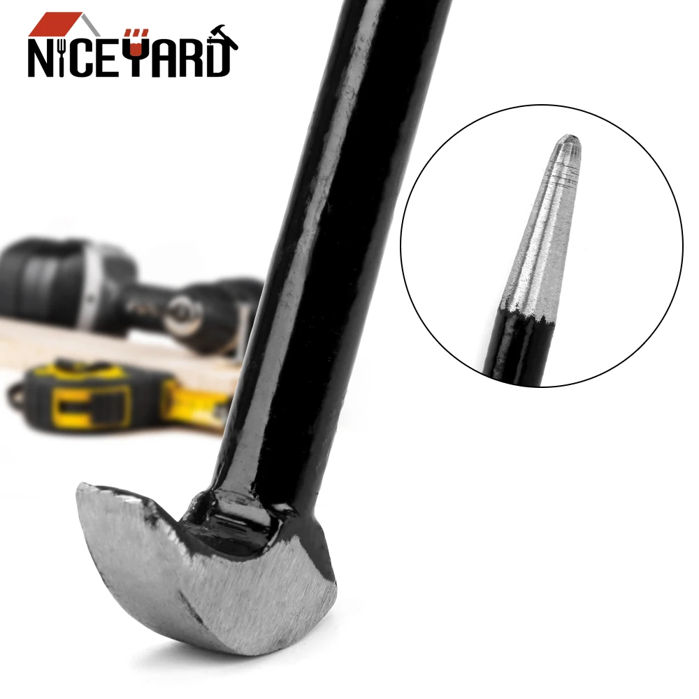 

NICEYARD 40cm Length Pry Bar Crowbars DIY Round Rod Crowbar Nail Puller Steel Rooled Heel Bar Workshop Farm Engine