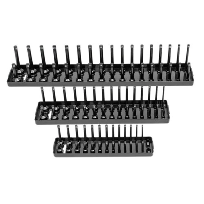 

6pcs 1/4 3/8 1 /2 Metric Socket Trays Rack Holder Rail Tool Organizer