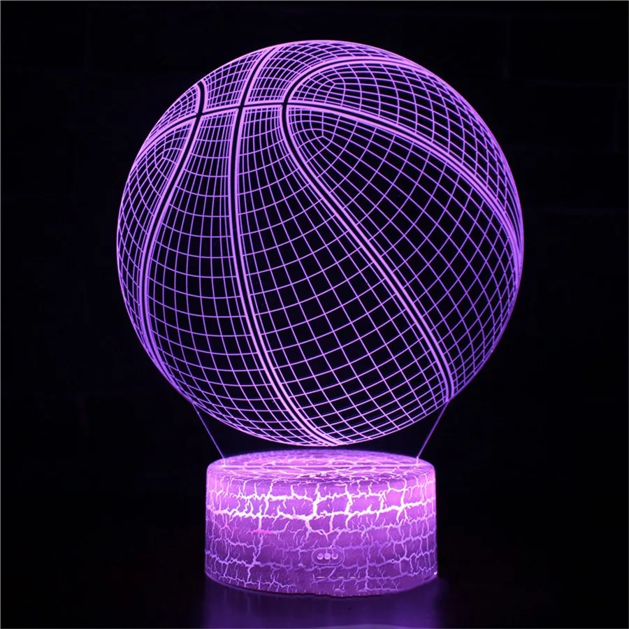

LED Night Light 3D Stereoscopic Basketball USB Night Lamparas GY070 Acrylic Panel LED Bedside Lamps For Boys Gifts Home Decor