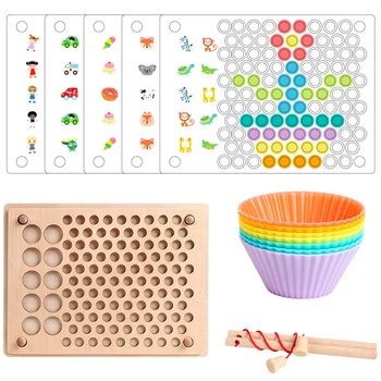 

Children's Wooden Toys Hand Brain Training Clip Beads Chopsticks Beads Toys Early Education Puzzle Board Math Game Toys Memory C