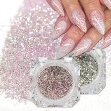 1 caixa holográfica platina arte do prego glitter mix flocos sparkly lantejoulas manicure pó laser prata ouro em pó gel decoração trbg(China)