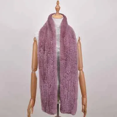 Leather Pink Длинный 170 см натуральный меховой шарф для мужчин wo мужской шарф из меха кролика рекс натуральный мех кролика шарфы, длинный шарф теплый мех глушитель - Цвет: Leather Pink