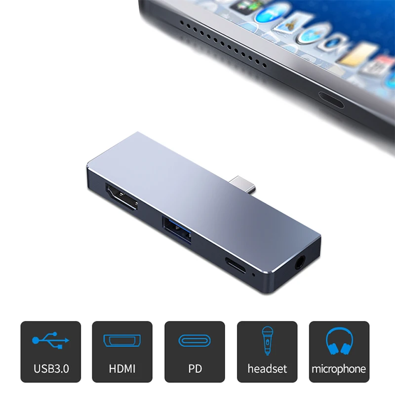 

USB C HUB Type C HUB to HDMI USB 3.0 PD Port 3.5mm Jack Mobile Phone USB-C USB HUB Adapter For MacBook Pro For iPad Pro